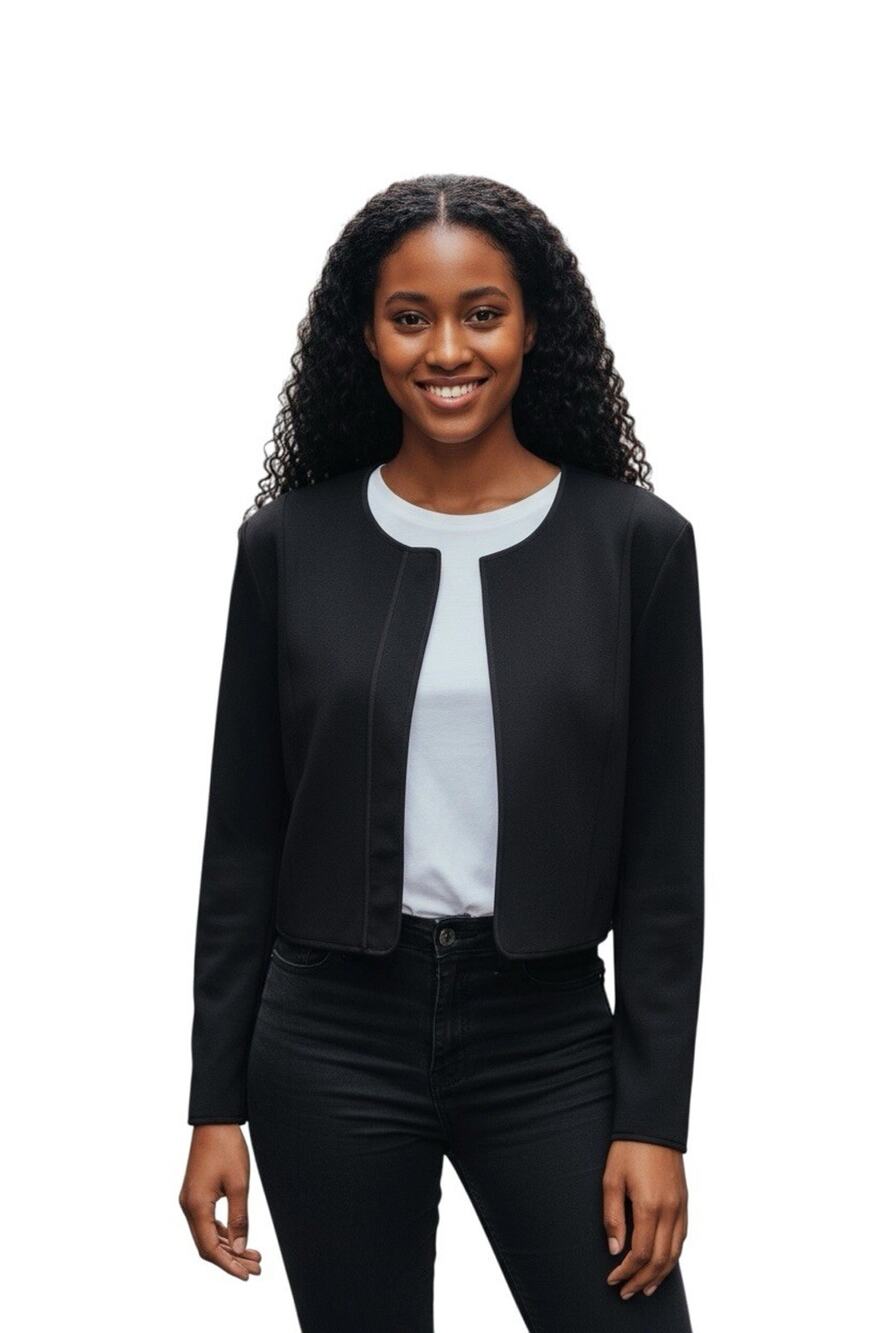 Narciso Rodriguez For Design Nation Women's Snap Button Black Crop Blazer Large